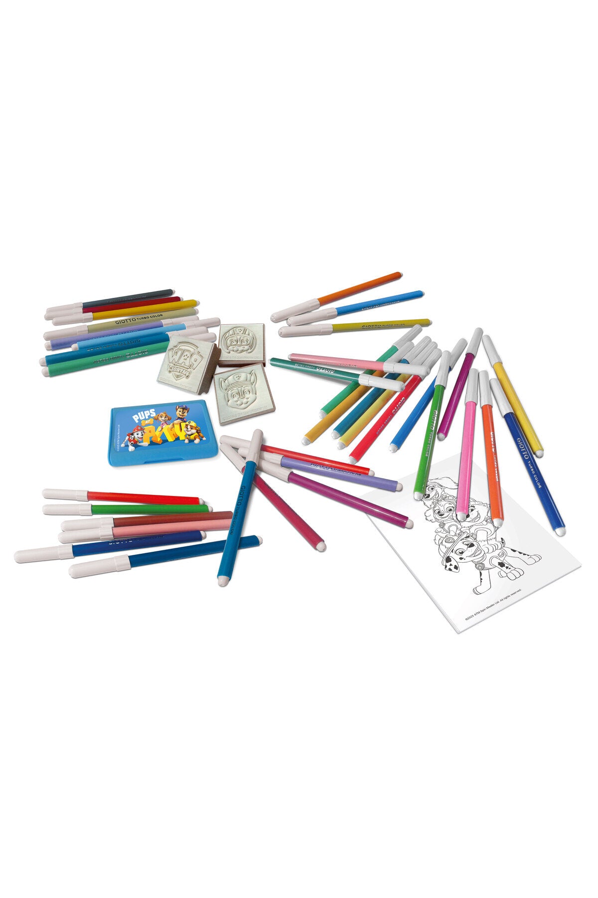 Paw Patrol Felt Tip Pen Set – 36 Colouring Pens with 3 Stamps, Ink Pad & Colouring Book | Kids Art & Craft Stationery Kit