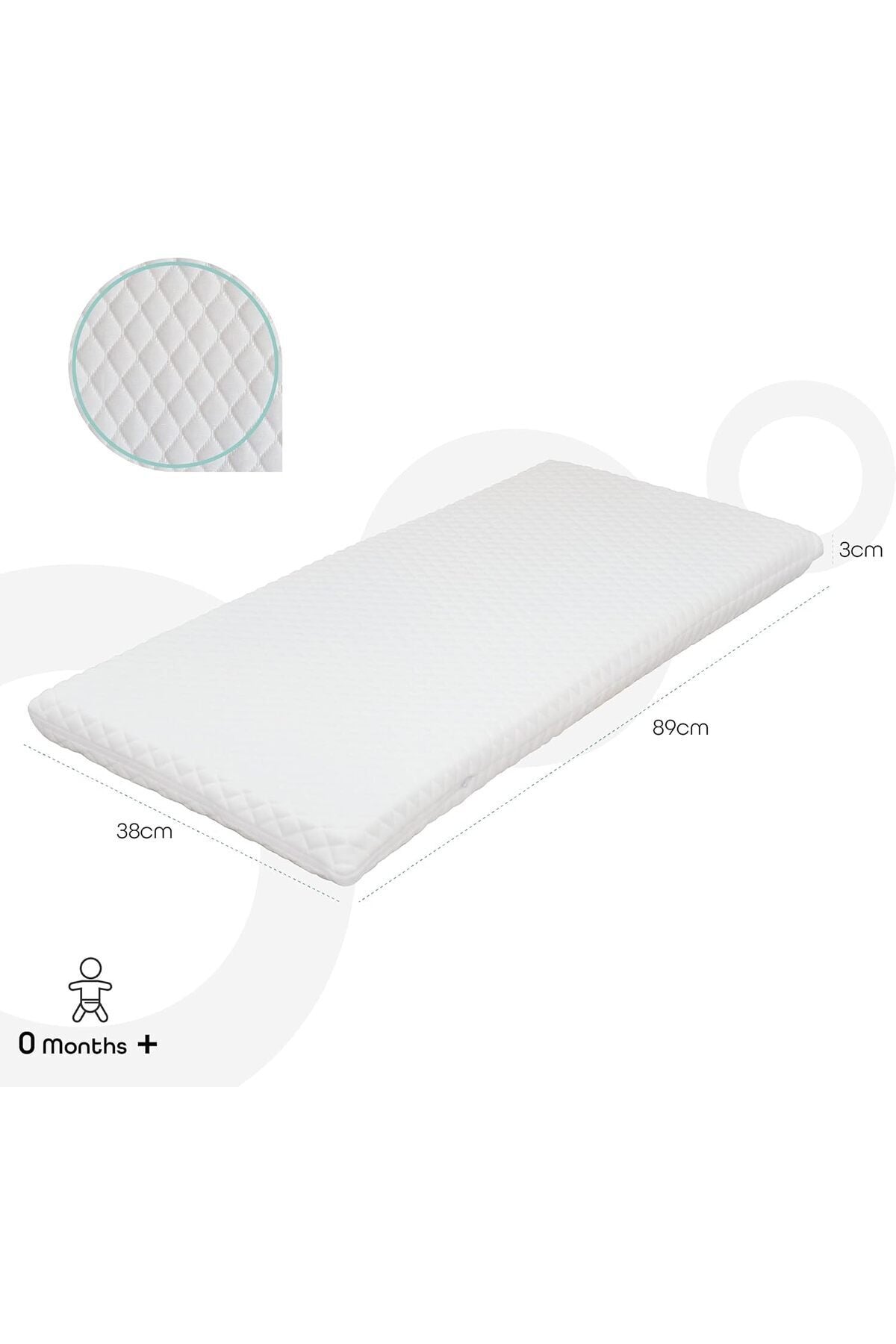 MOON  Baby quilted crib mattress - 0m+, White