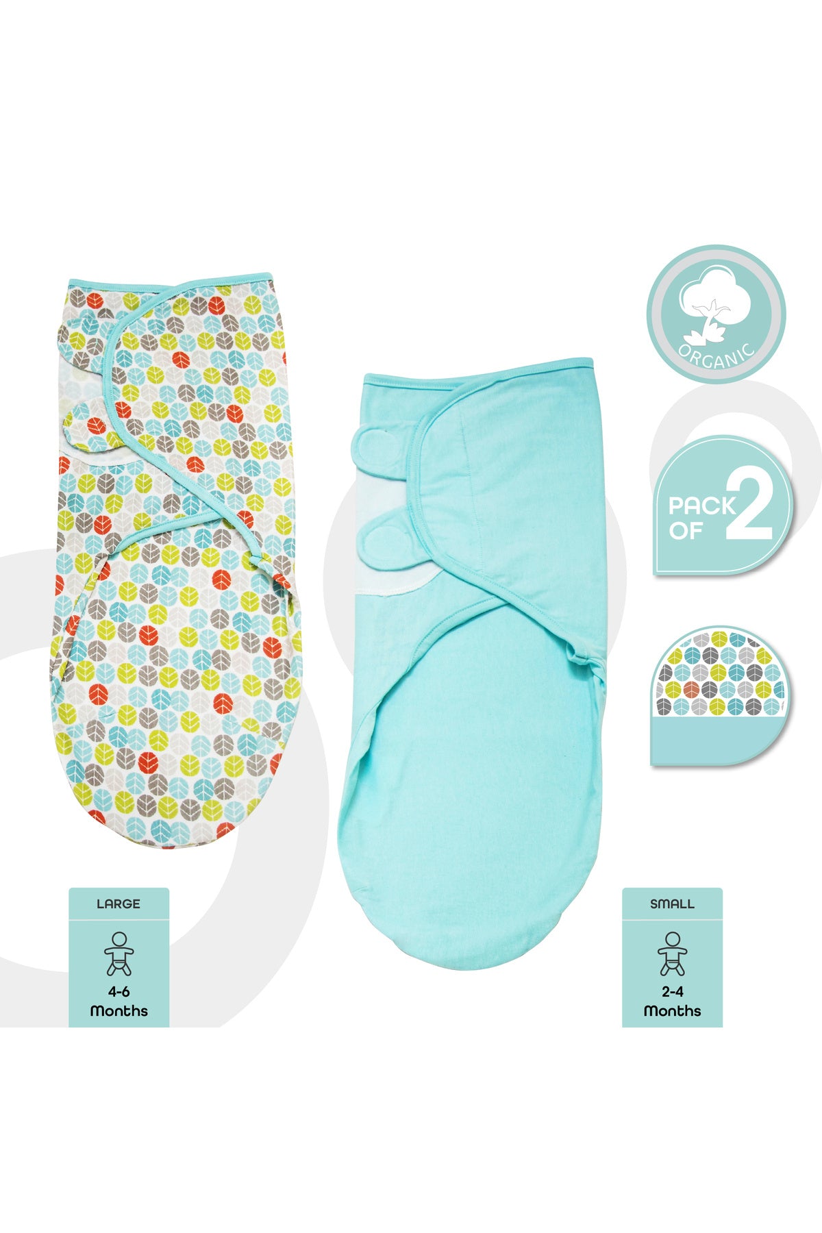 MOON Organic Swaddler pack of 2- Blue