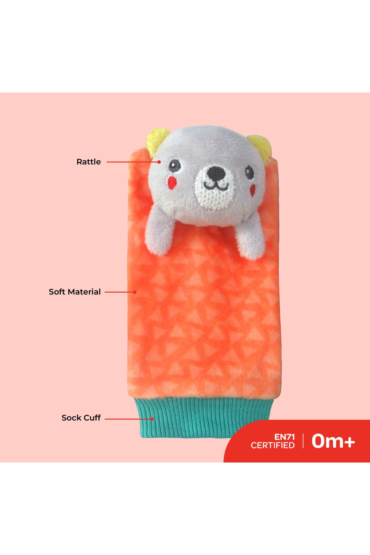 MOON Tiny Tots Foot Rattle for Growing Babies and Toddlers (0m+)-Multi Coolor