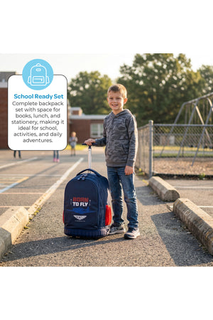 MOON Licensed Top Gun 3-in-1  Kids Trolley Set   - (18-Inch) Premium Kids School Bag with Lunch Bag & Pencil Case-Blue