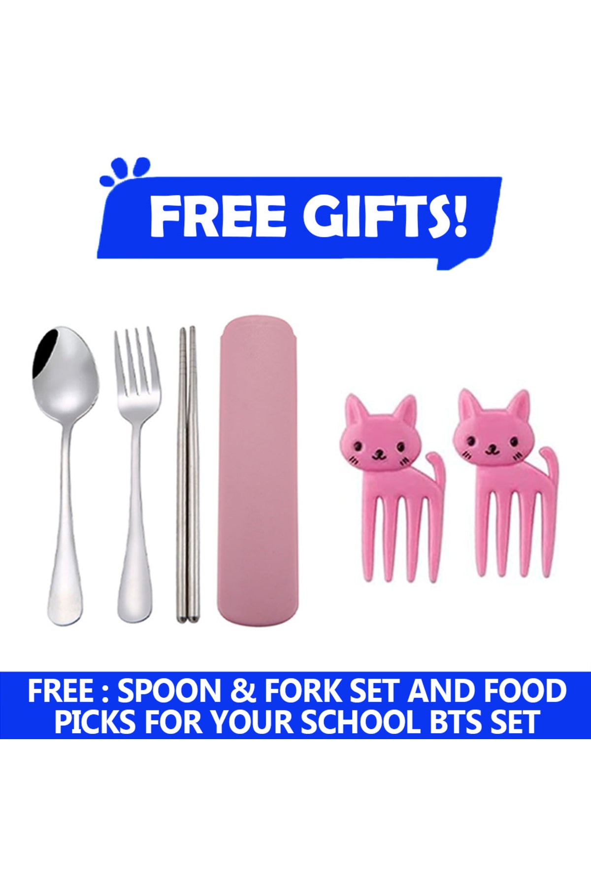 Star Babies - Stainless Steel Bottle & Food Jar + 2 Fruit Picks + Fork-Spoon Set_Cat