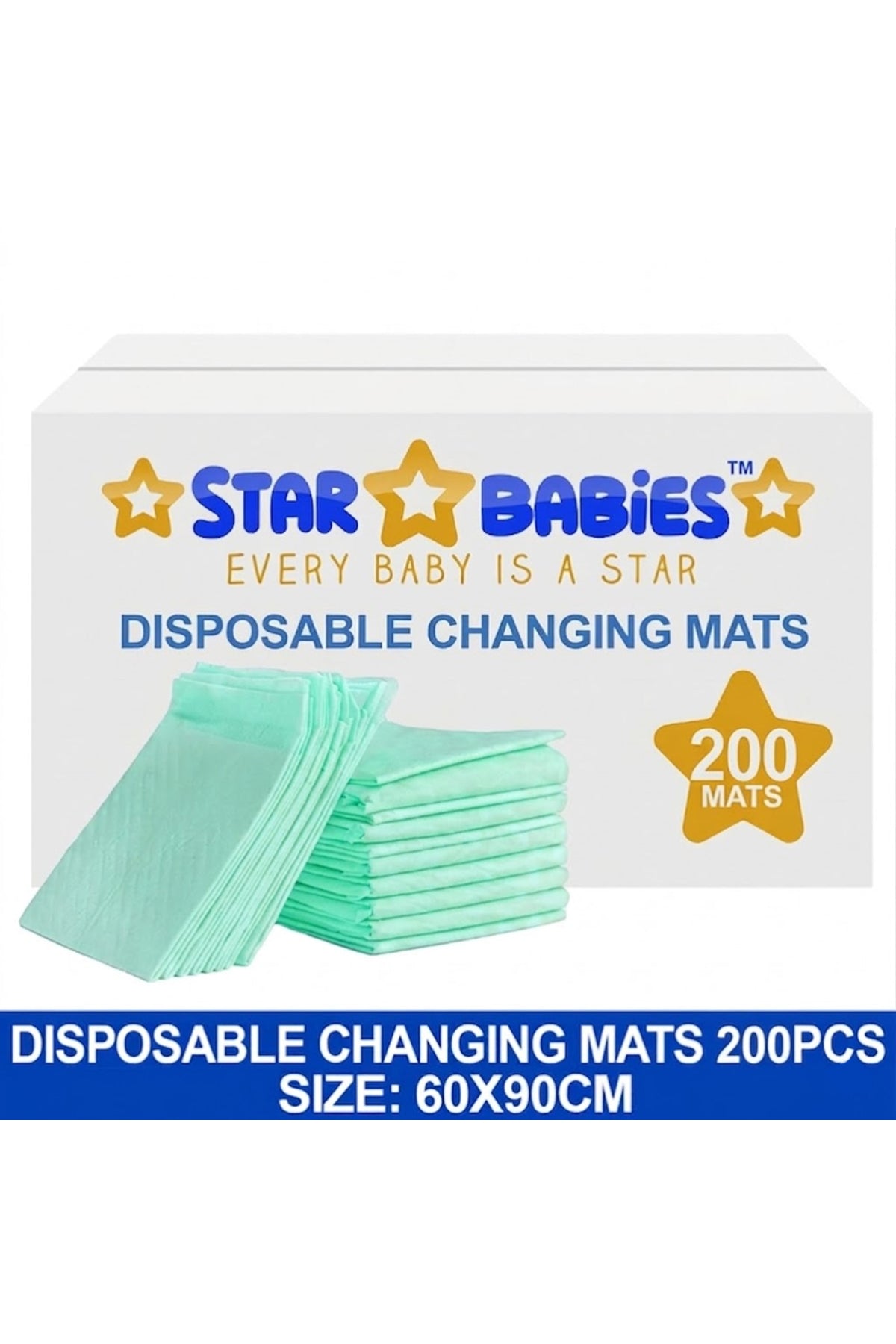 Star Babies  Disposable Changing Mats  60x90cm- Pack of 200-Green