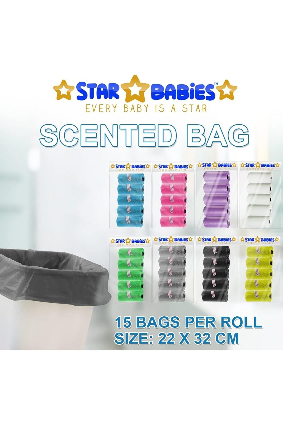 Star Babies Scented Bag Black Pack of 15 (225 Bags)