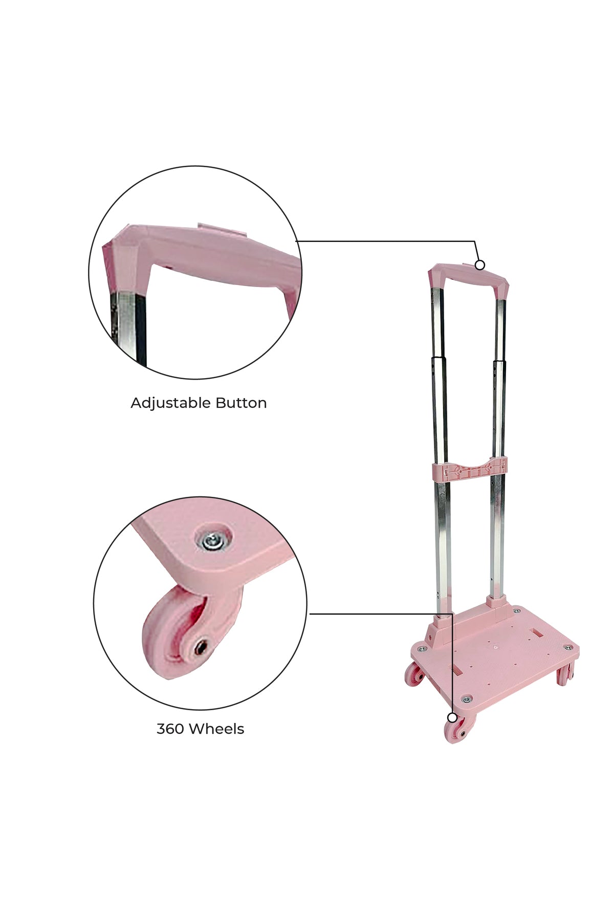 MOON 4-Wheel Trolley for 18 Inch Bags | 360° Spinner Wheels | Foldable Luggage Cart | Heavy Duty Travel Trolley | Smooth Rolling Bag Carrier | Universal Fit