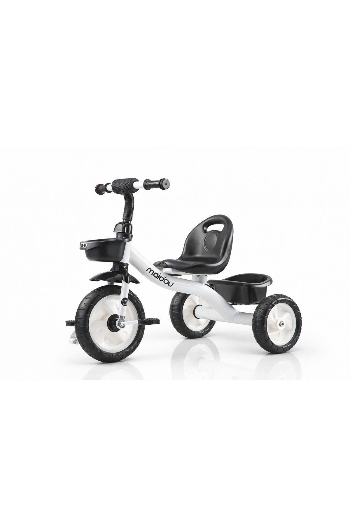 StarMarz Toddler 3-Wheel Tricycle Ride-On Toy with Safety Seat, Cup Holder & Rear Storage Basket - White