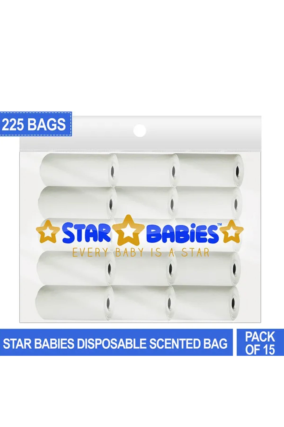 Star Babies - Scented Nappy Bag Pack of 15/225 Bags - White
