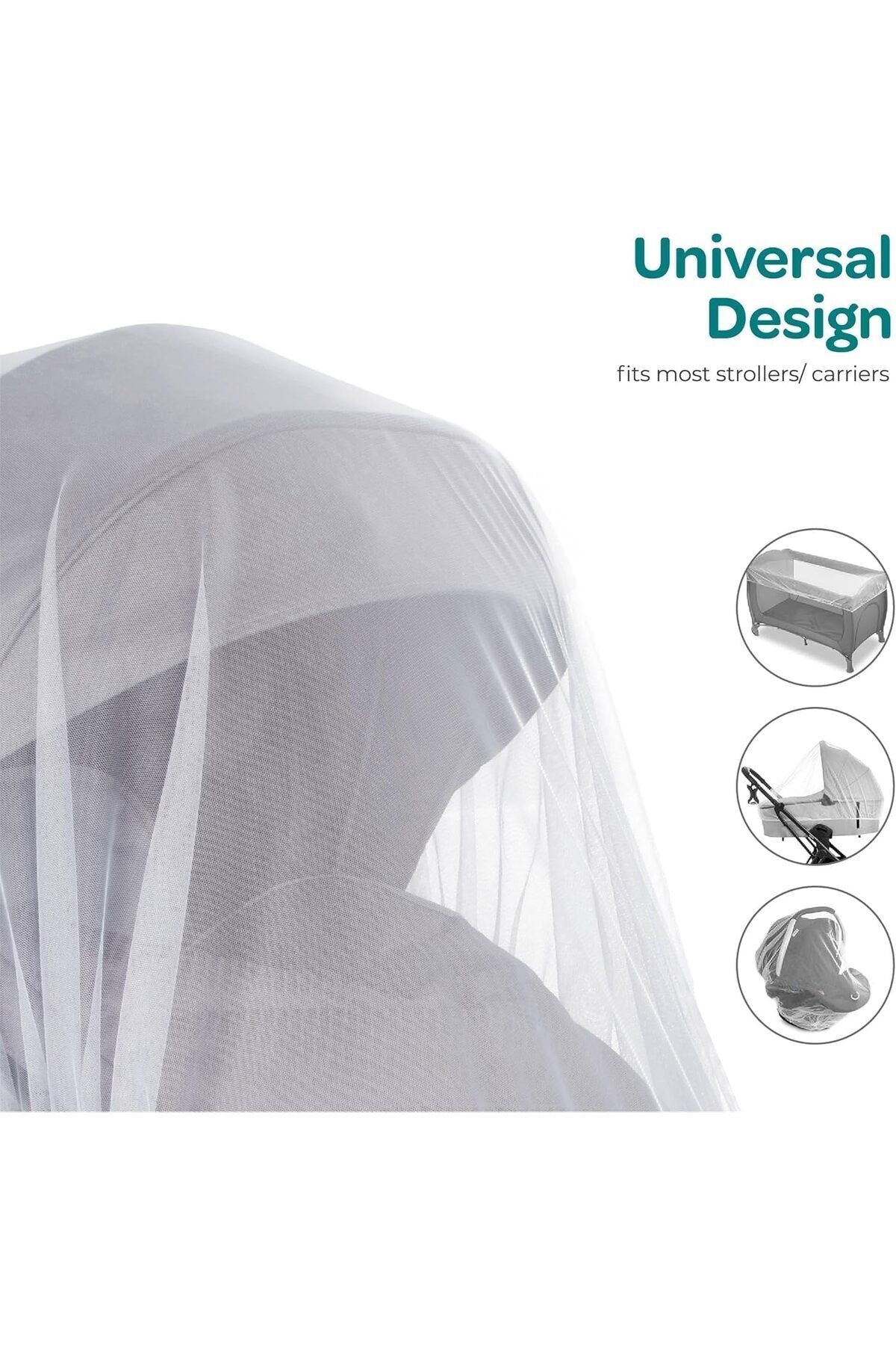 MOON Universal Stroller Mosquito Net, Breathable Mesh Net- for Stroller-White