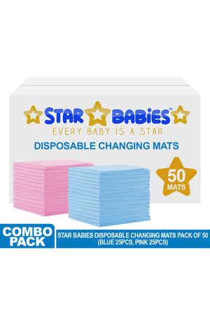 Star Babies Disposable Changing Mats Pack of 50 - Lavender/Yellow