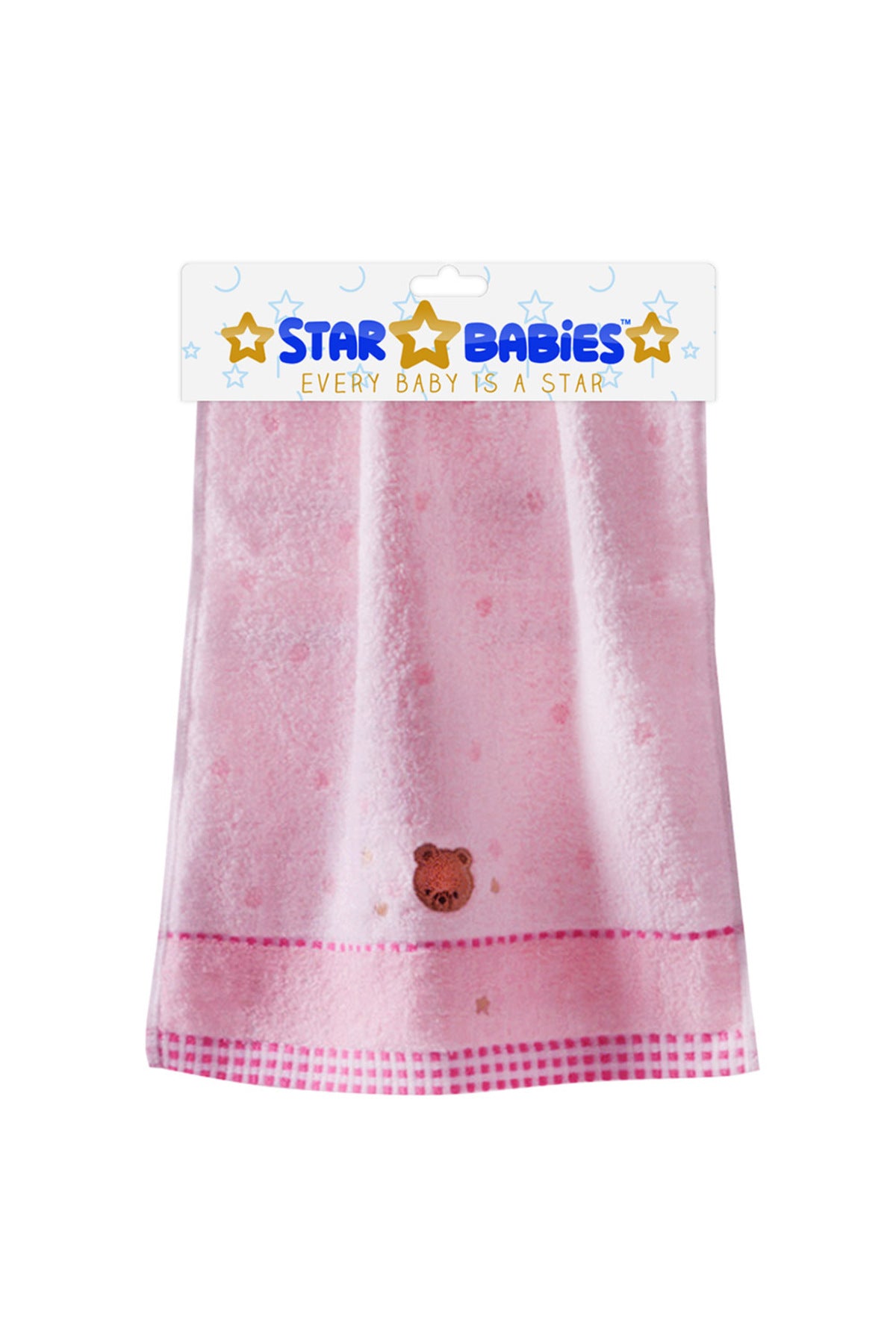 Star Babies Kids Face Towel 100% Cotton - Pink (Buy 1 Get 1 Free)