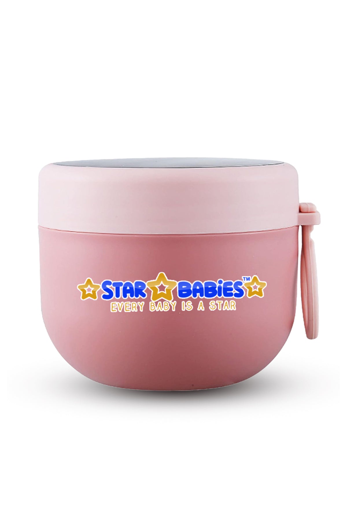 Star Babies Stainless Steel Food Jar 600ml Portable Microwave Safe Breakfast Cup with Spoon & Leak Proof Lid - Pink