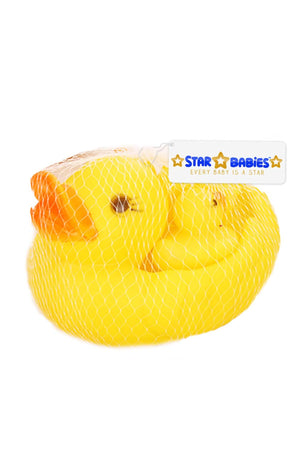 Star Babies Pack Of 4 Squeaky Ducks - Yellow