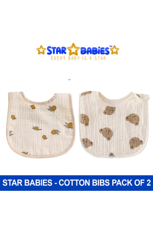 Star Babies - Printed Cotton Bibs - Pack of 2 - Multicolor