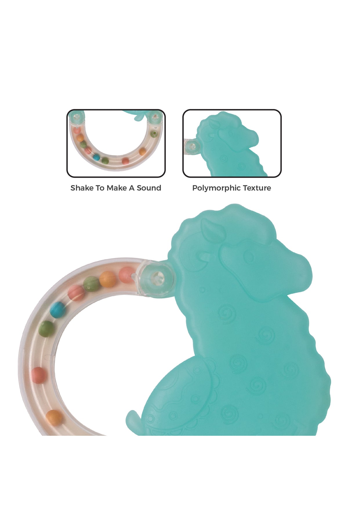 MOON Fuzzy Friends Soft Baby Rattle and Teether Toy- 6m+ -Sheep