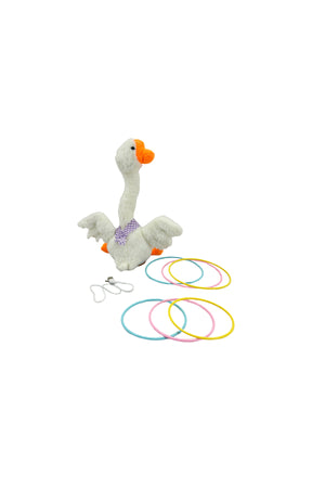 Galaxy Pinky Toy Musical Swing White Goose for Kids, Ring Toss Interactive Plush Goose with Light and Music, Dancing Recording Animal Toy for Toddlers Boys and Girls