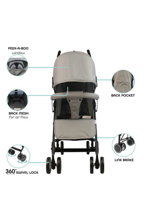 MOON Neo Plus Light Weight Travel Stroller,Cool Grey