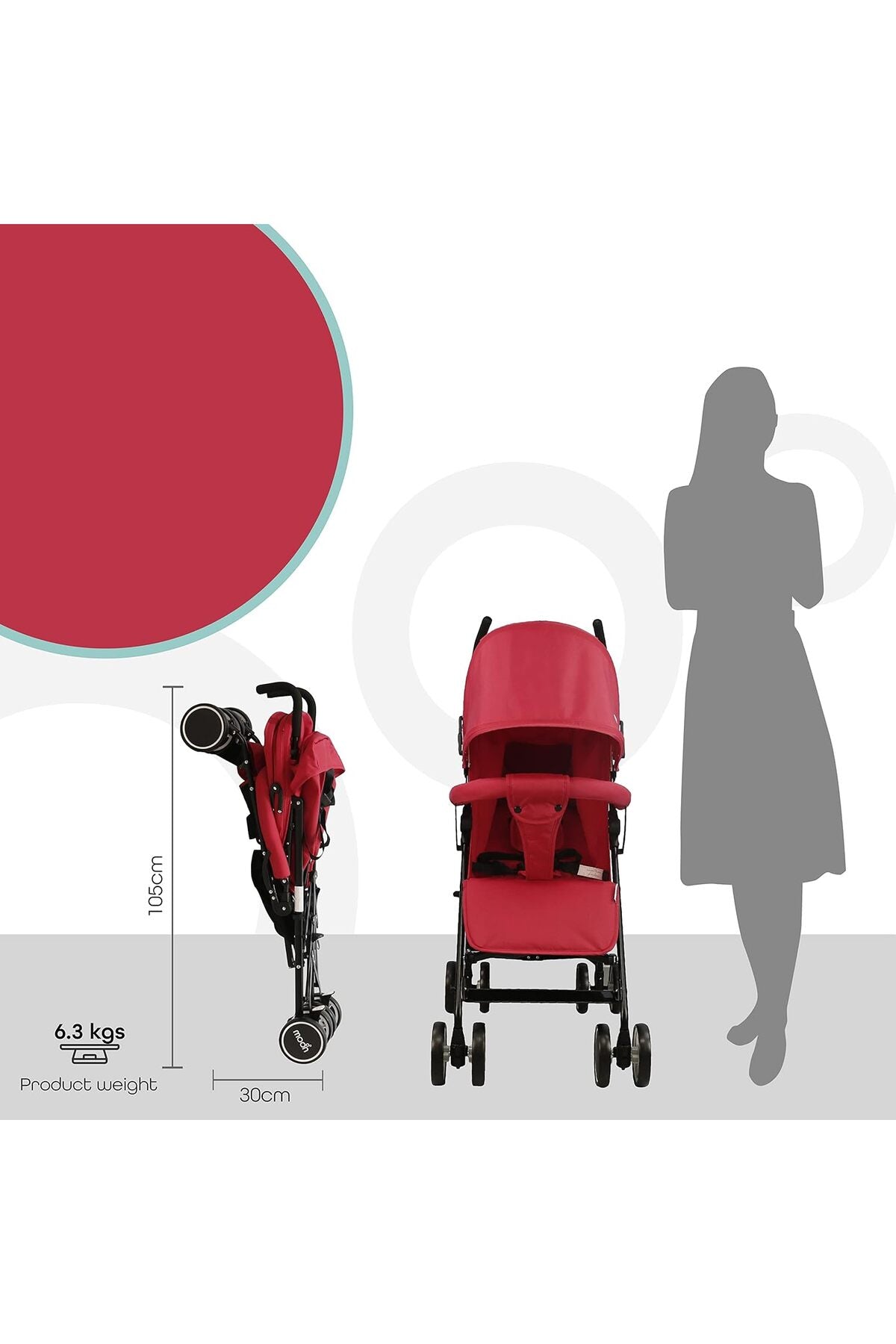 MOON Neo Plus Light Weight Travel Stroller,Fire Red