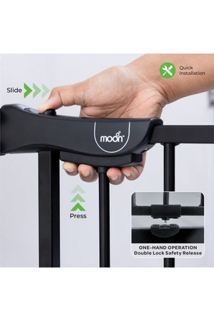 MOON Secura Baby Safety gate extension- 30cm Easy Install-Extra Wide metal extender– Black