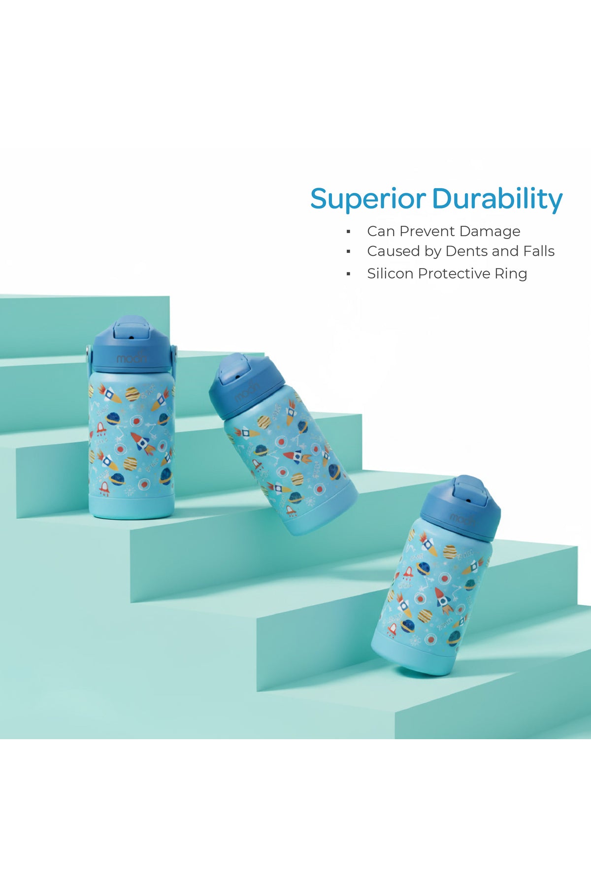 MOON Kids Insulated Water Bottle – BPA Free,Leak Proof Sipper for Toddlers – Eco-Friendly – Stays Cold or Warm for Hours - Space Adventure