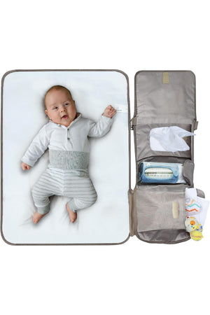 MOON Portable Diaper Changing Station -Waterproof Foldable Baby Travel Changing Bag kit -Beige
