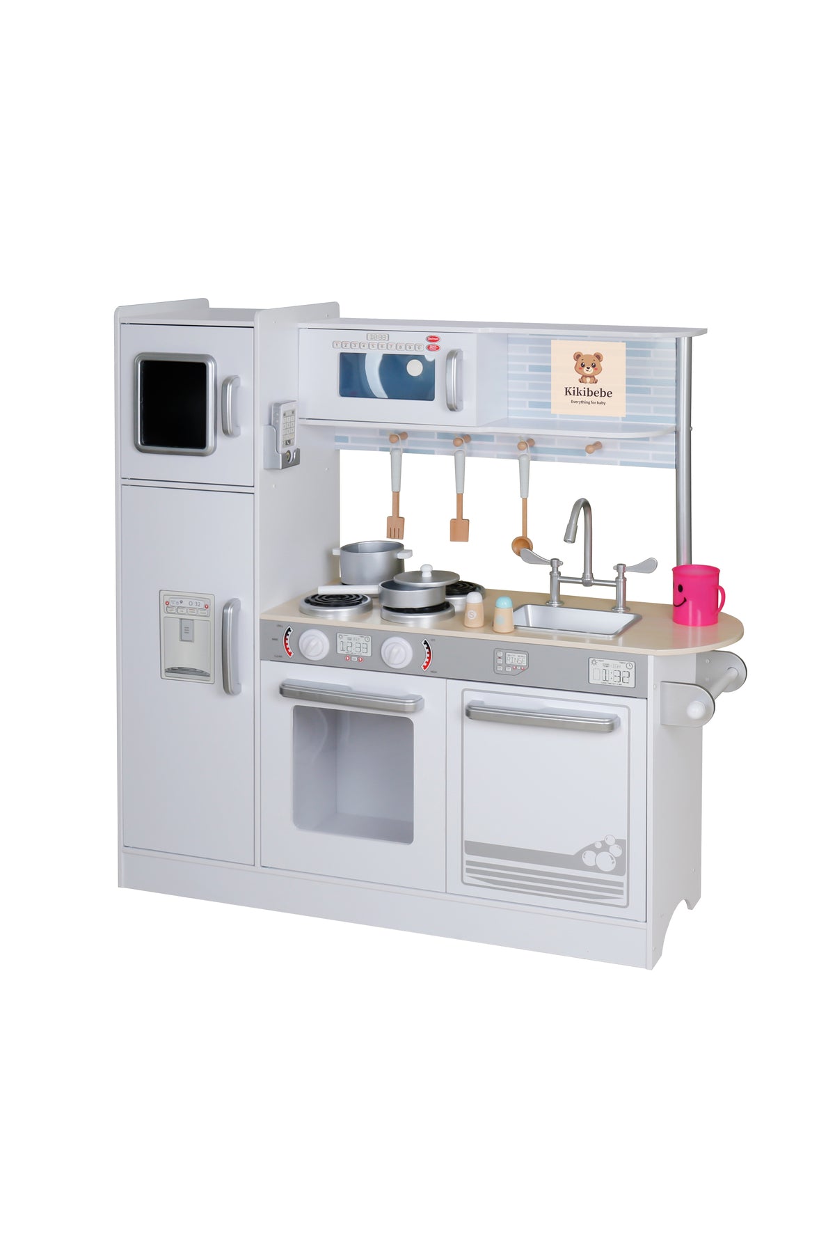 Kikibebe Children’S Wooden Kitchen – Encourages Creativity, Imagination & Life Skills Through Play-White