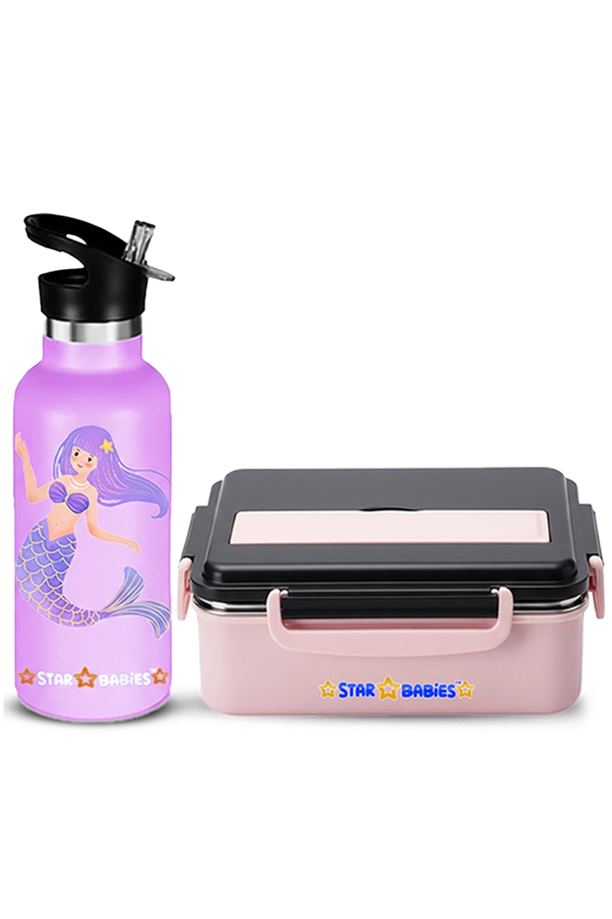 Star Babies Kids Lunch Box & Water Bottle Set | 500ml Stainless Steel Water Bottle | 5-Compartment Food Grade 304 Stainless Steel Lunch Box