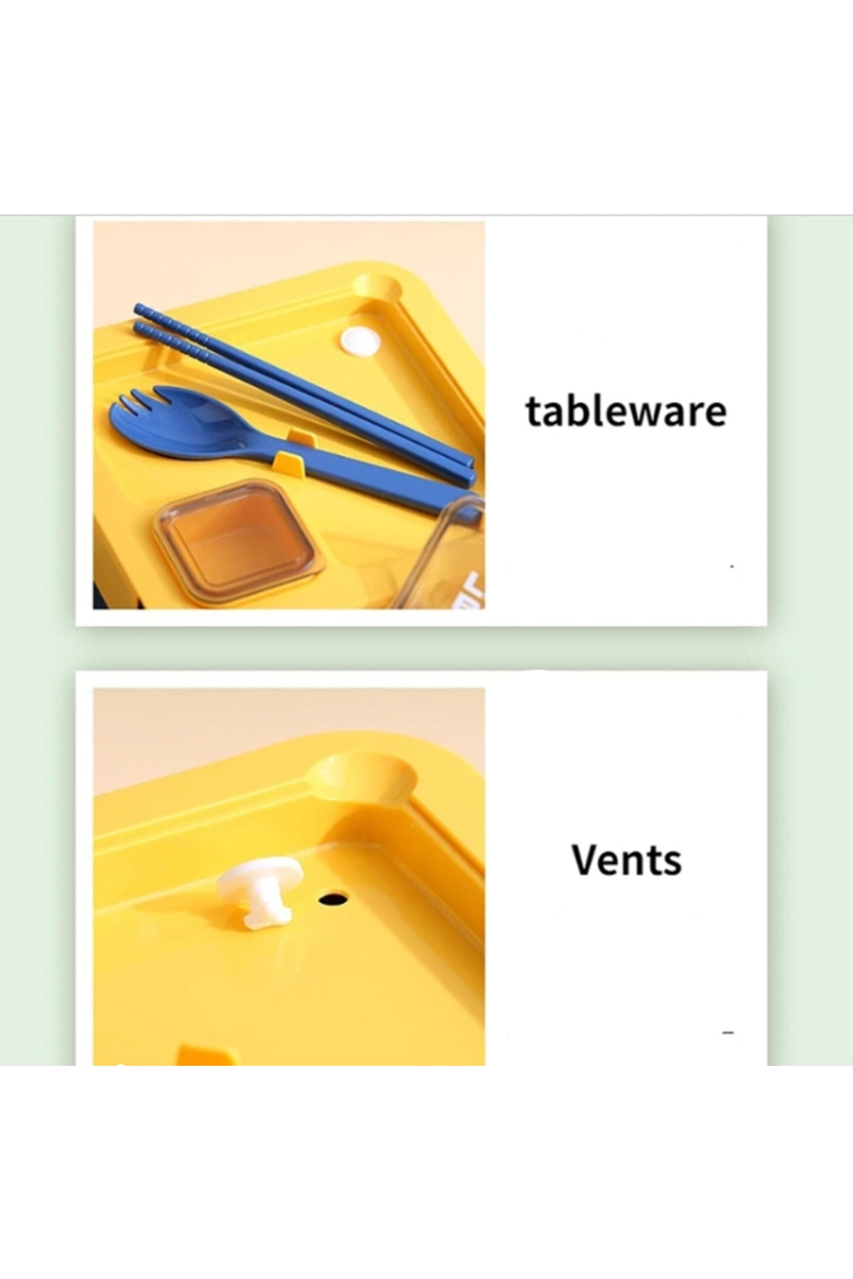 Star Babies - Lunch Box With 2 Compartments, Spoon And Fork - Yellow/Blue - 1100ml