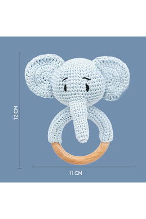 MOON Handcrafted Crochet Ring Rattle Toy-Elephant