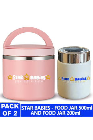 Star Babies - Set of 2 combo,Stainless Steel  food jar with mini flask