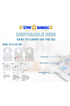 Star Babies Disposable Bibs Pack of 20 - Elephant