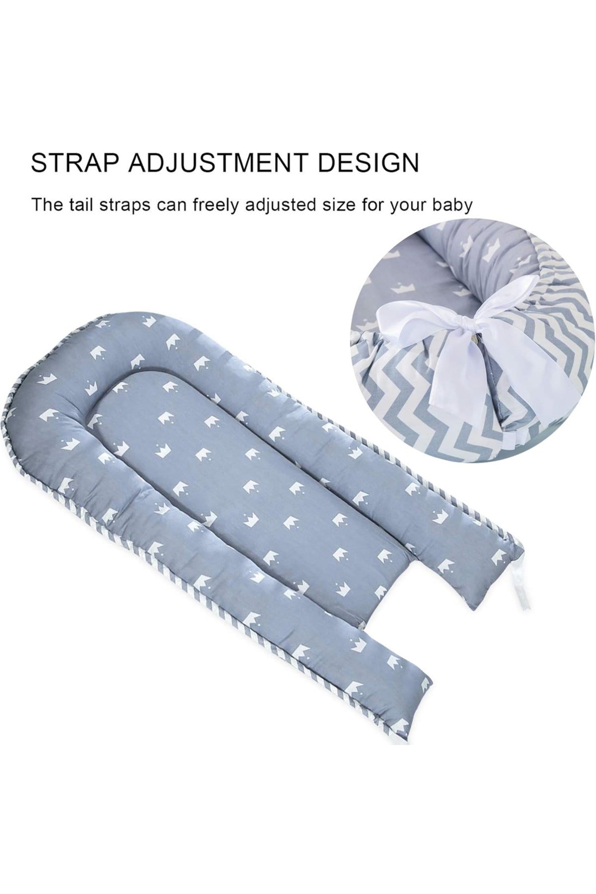 Star Babies Portable Lounger Sleeping Pod - Grey Stripe With Caddy Stripe - Grey