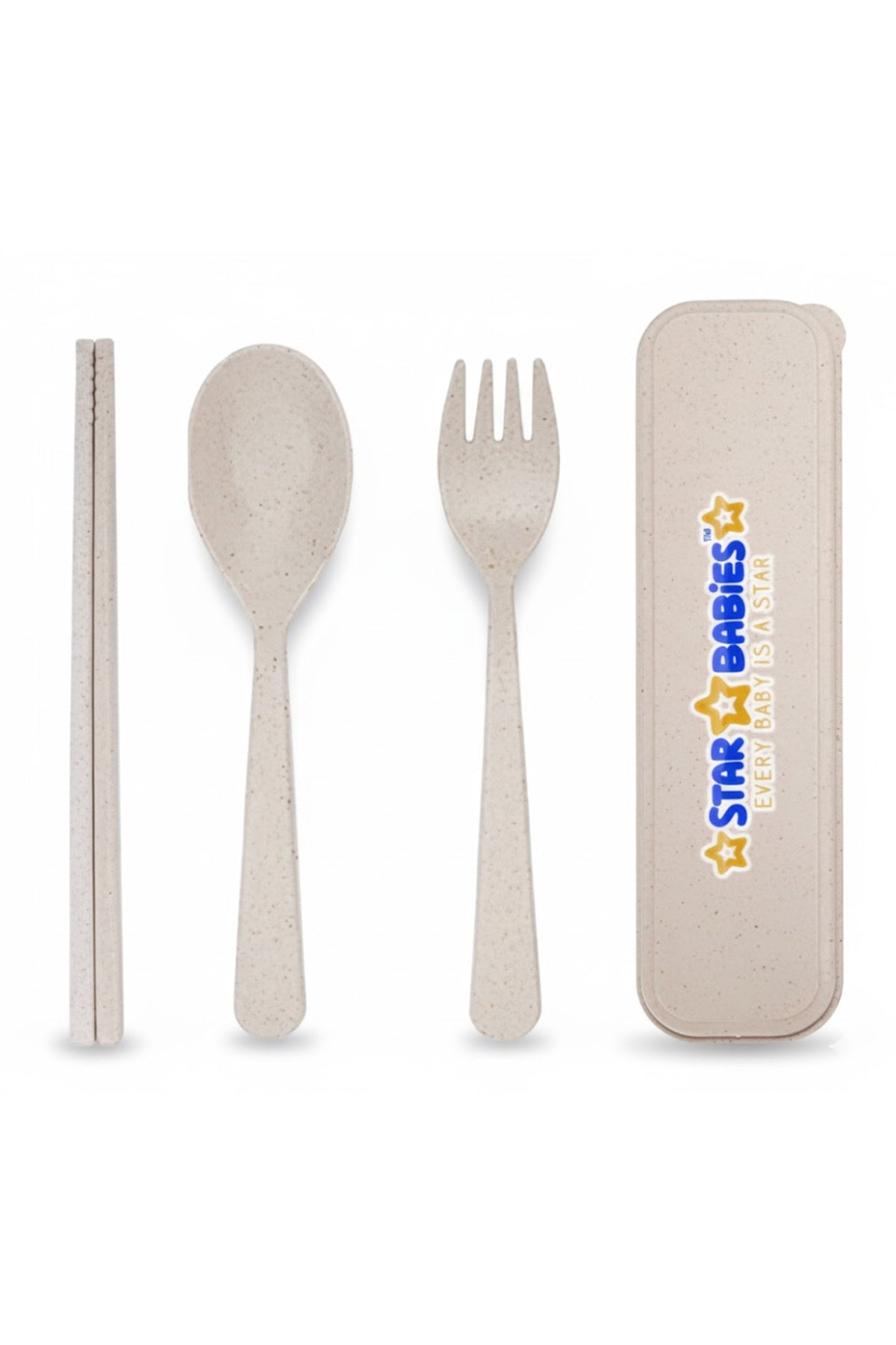 Star Babies - Organic Spoon, Fork & Chopsticks Set - Cream