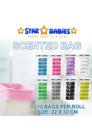 Star Babies - Scented Nappy Bag Pack of 15/225 Bags - Grey