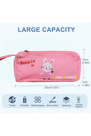 Star Babies 16-Inch Rabbit Themed Children's Backpack with 5 compartment Bento lunch box , Stainless steel water bottle and Dual Zipper Pencil Case