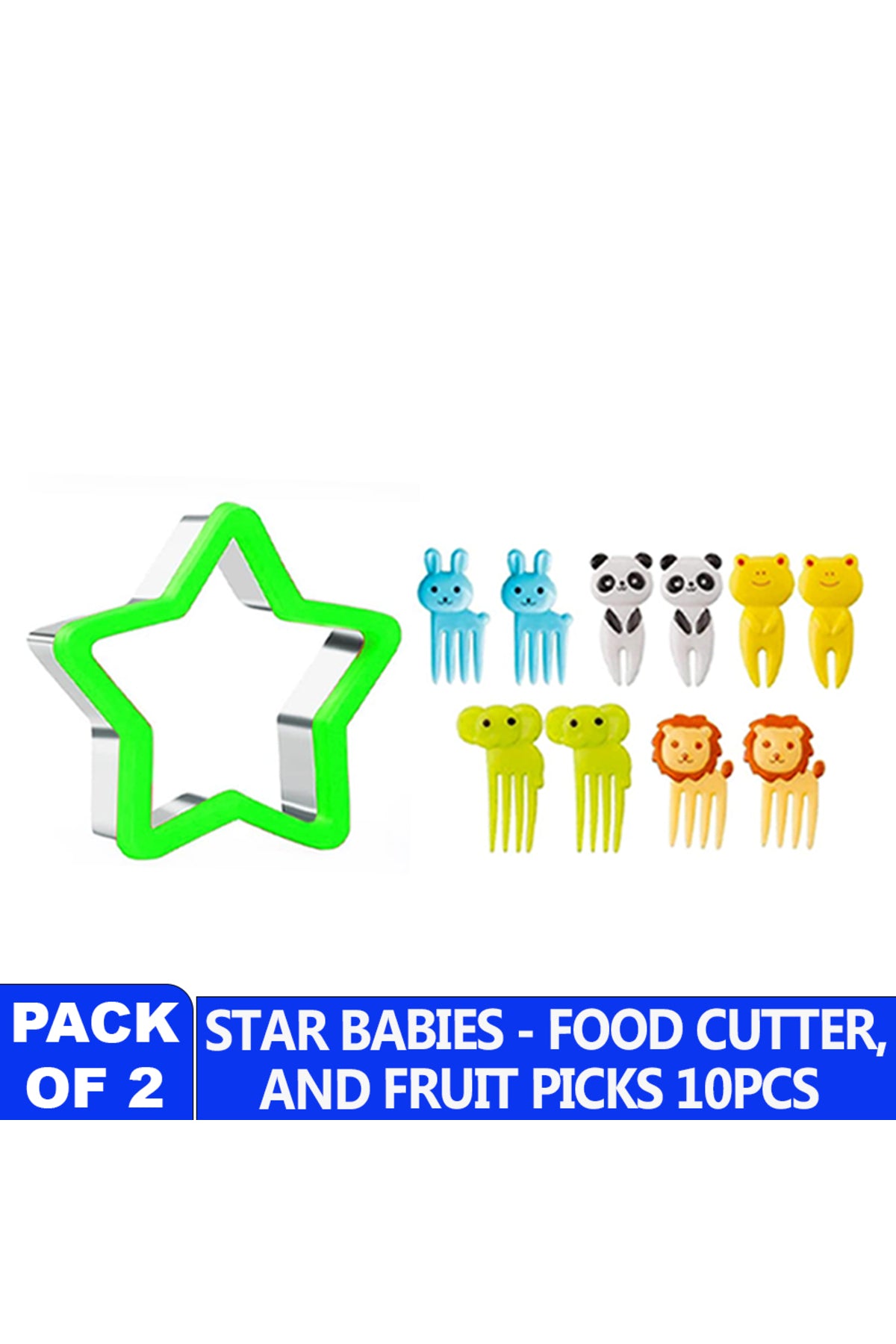 Star Babies - Fruit Picks - 10 Pcs With Sandwich Cutter - Green