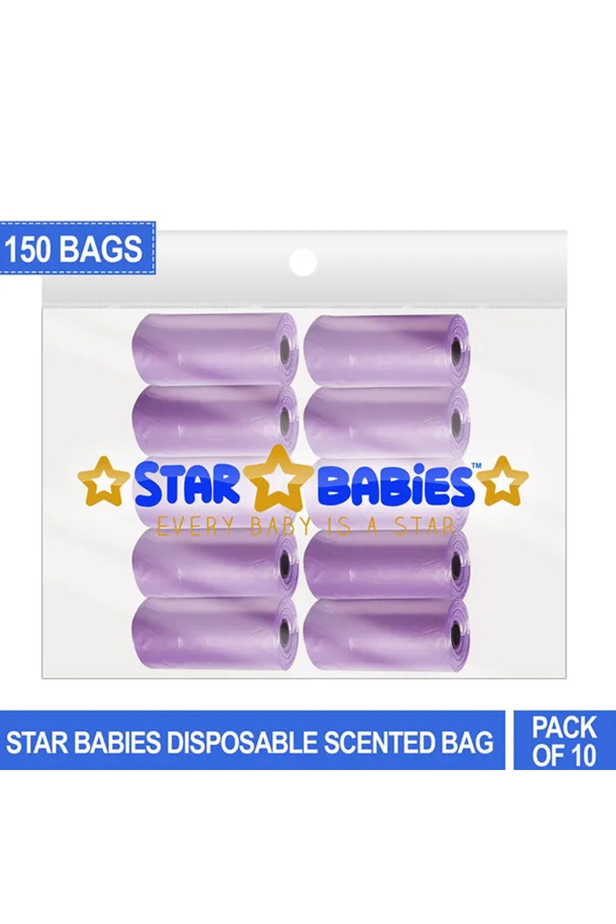 Star Babies - Scented Nappy Bag Pack of 10/150 Bags - Lavender
