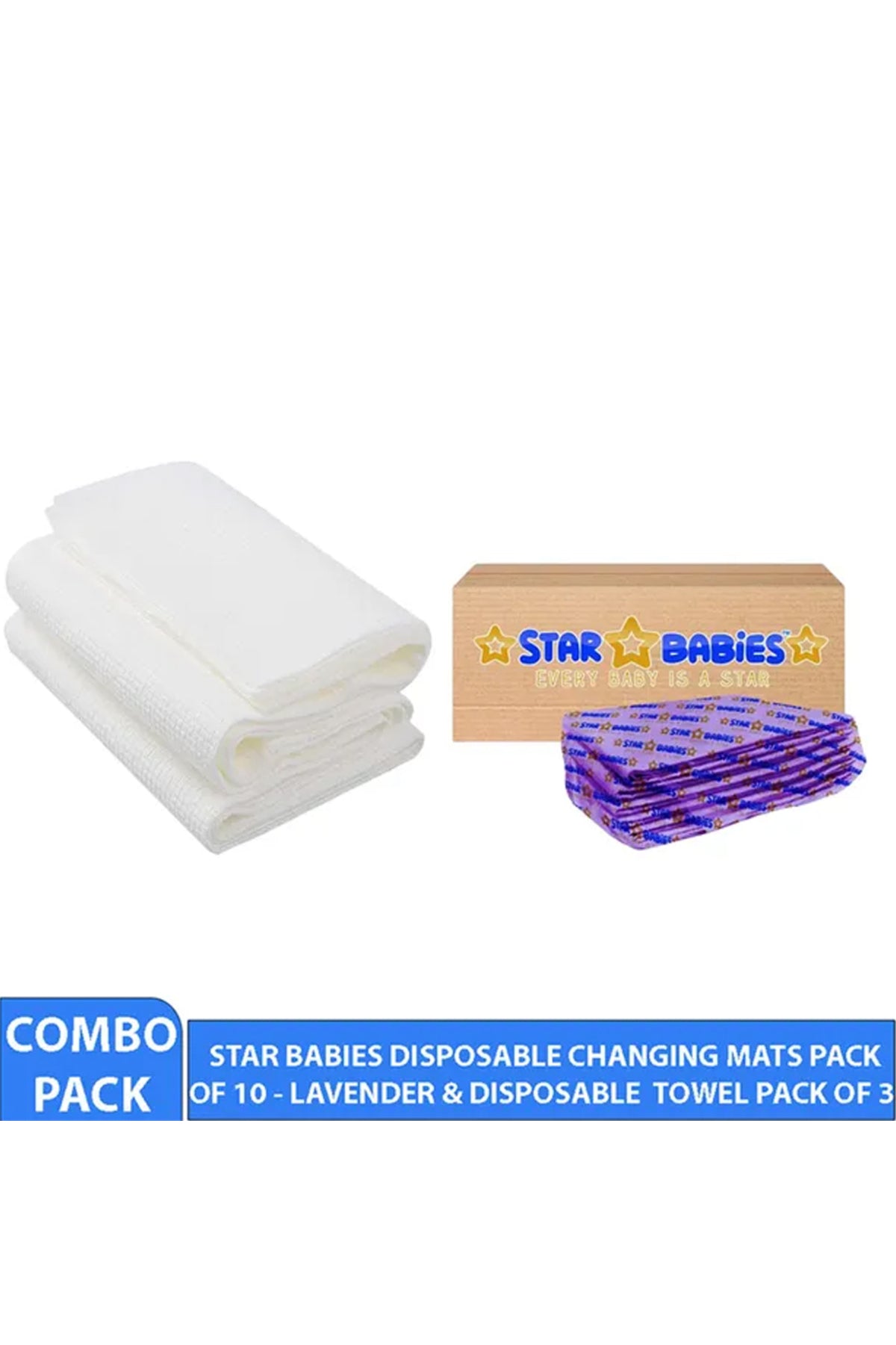 Star Babies - Disposable Changing Mat 10pcs with Disposable Towel 3pcs - Lavender
