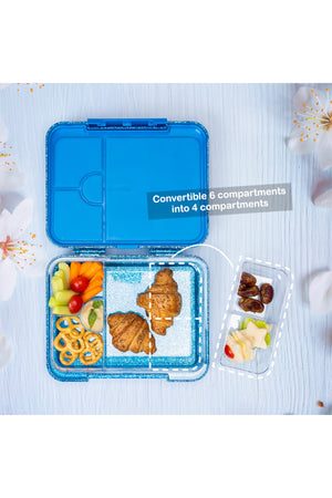 Cocobee 6-Compartment Bento Lunch Box| Leakproof & Lightweight For Kids – Blue