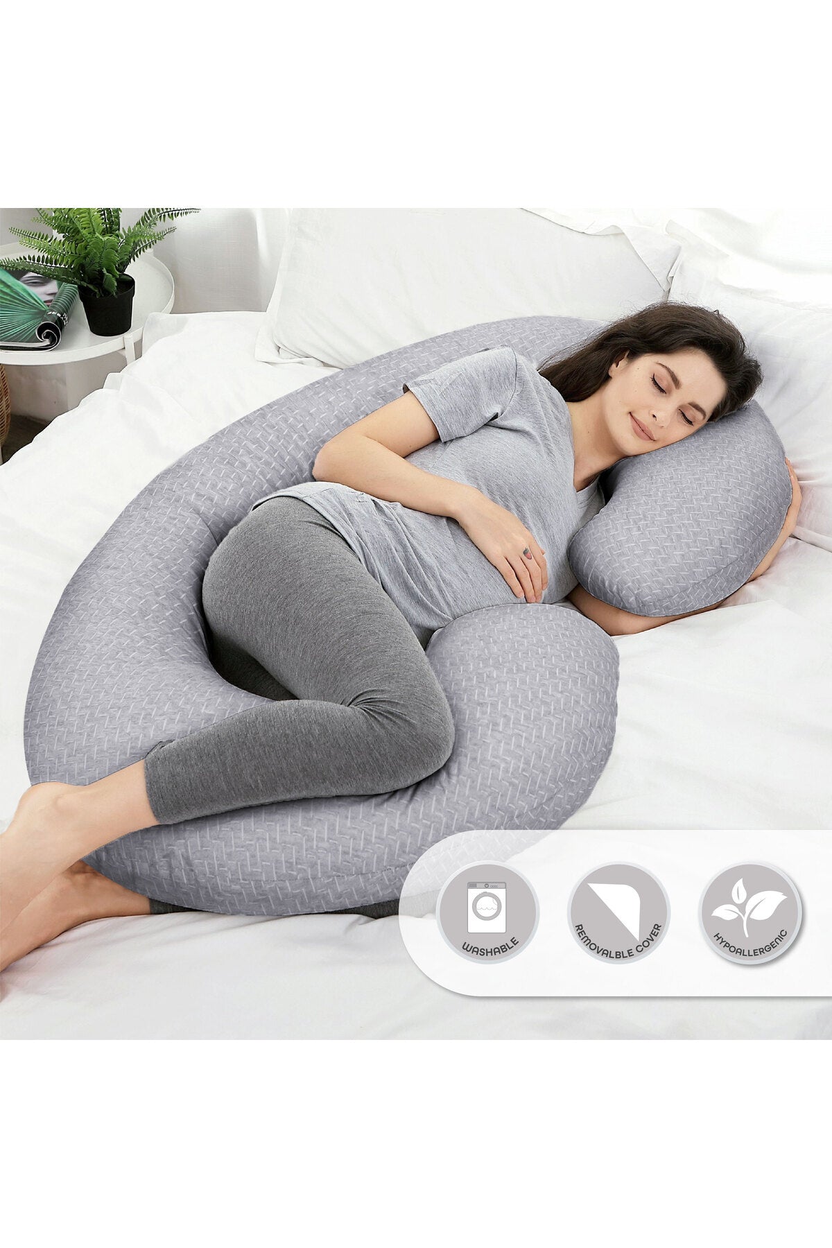 MOON Bamboo Maternity Pillow- Grey