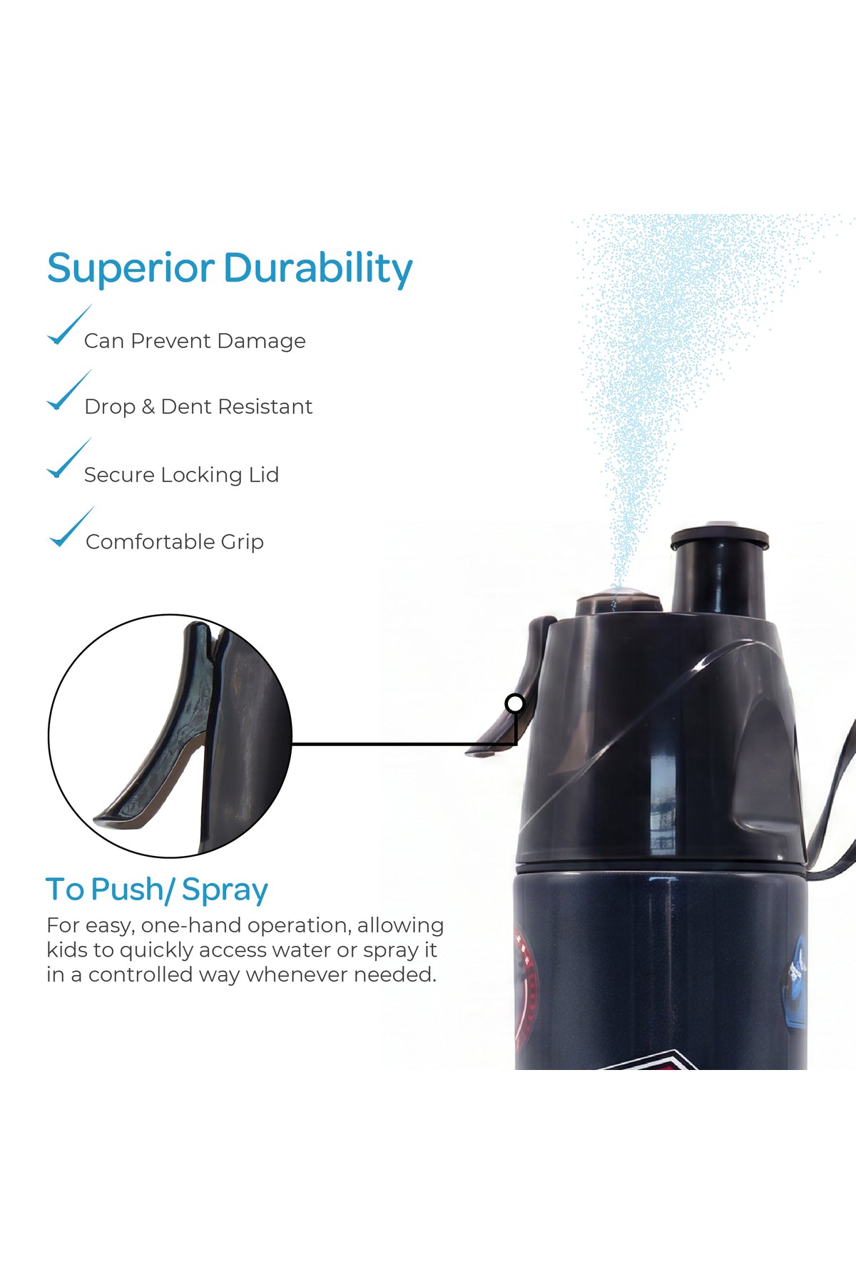 MOON Licensed Sonic Kids Water Bottle with Spray Mist | Cooling Spray | BPA-Free  Stainless Steel | Leak-Proof for School, Camping, Hiking, Outdoor Play | Boys Water Bottle |500ml