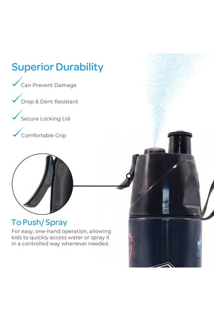 MOON Licensed Sonic Kids Water Bottle with Spray Mist | Cooling Spray | BPA-Free  Stainless Steel | Leak-Proof for School, Camping, Hiking, Outdoor Play | Boys Water Bottle |500ml