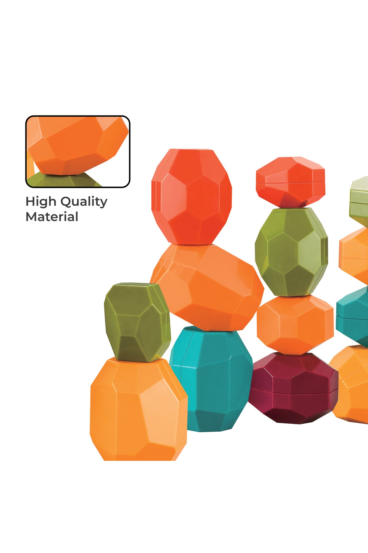 MOON Rock and Stack Balancing Educational Sensory Vibrant Toy Blocks for 12M+ - 12pcs.