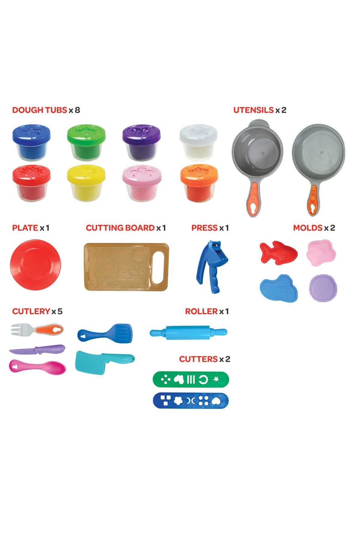 MOON Kid's Dough Kitchen Creation Set. 8 x 50g dough pot.