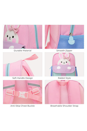 MOON Kids Backpack  – Comfy 3D Design,Padded Straps, Waterproof-Perfect for Preschool, Nursery, Snacks & Lunchbox-Bunny