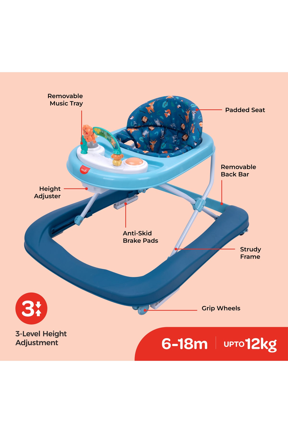 MOON stride Baby walker- dark blue