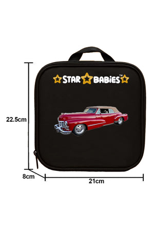 Star Babies Set of 4 – Retro Car Theme 16" School Bag, 4-Compartment Lunch Box, Insulated Lunch Bag, 500ml Water Bottle