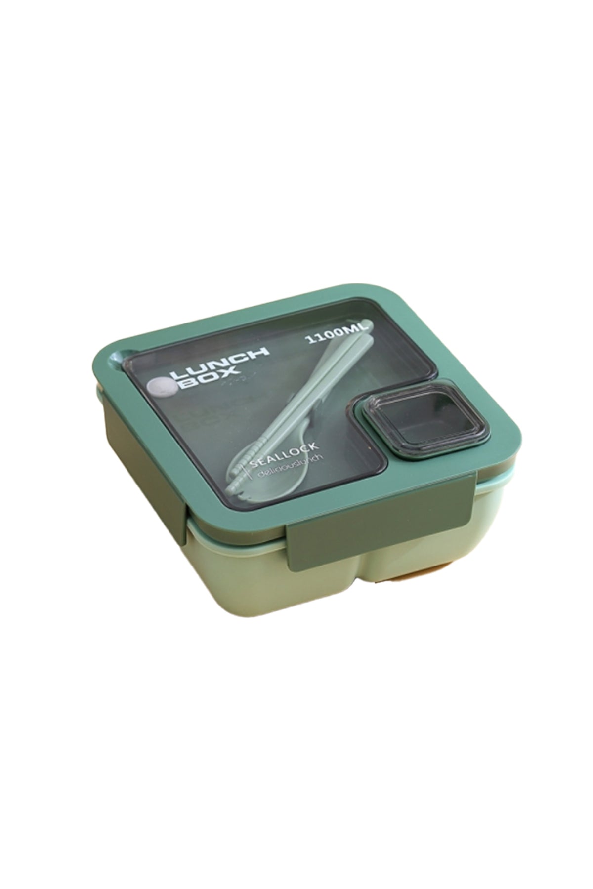 Star Babies - Lunch Box With 2 Compartments, Spoon And Fork - Green - 1100ml