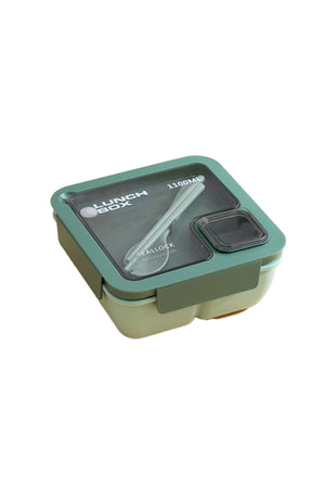 Star Babies - Lunch Box With 2 Compartments, Spoon And Fork - Green - 1100ml