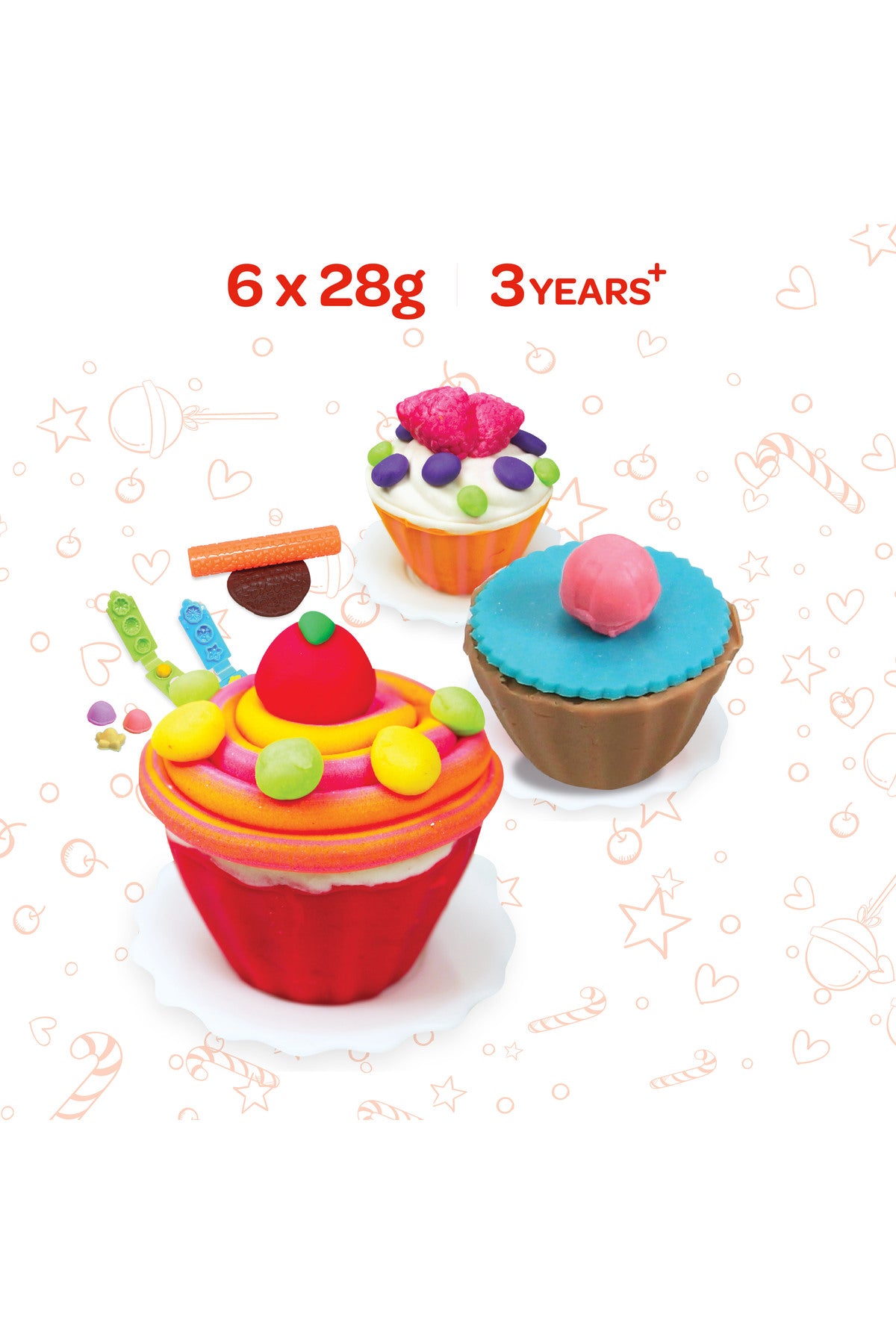 MOON Kid's Dough Cupcake Set. 6 x 1oz dough pot