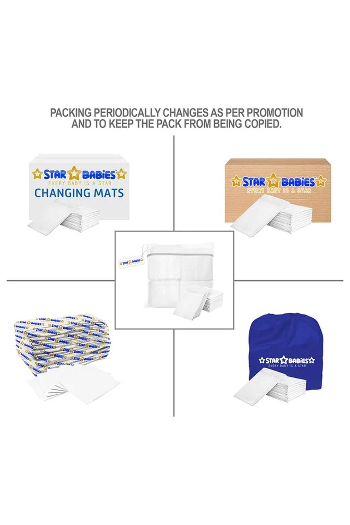 Star Babies - Disposable Changing mats (45x60cm) Large 200 pcs - Blue/White